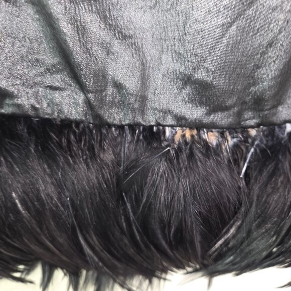 Cache Vintage 90s Black Feather Trim Mini Skirt Size 12 - Picture 4 of 7